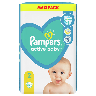 Pampers Active Baby, scutece marimea 2, 4-8 kg, 72 buc.