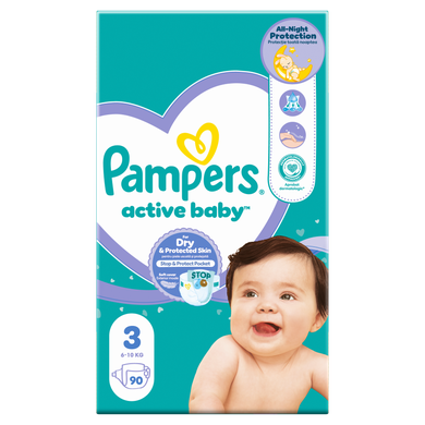 Pampers Active Baby, scutece marimea 3, 6-10 kg, 90 buc.