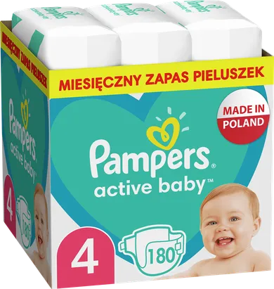 Pampers Active Baby, scutece marimea 4, 9-14 kg, 180 buc.