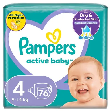 Pampers Active Baby, scutece marimea 4, 9-14 kg, 76 buc.