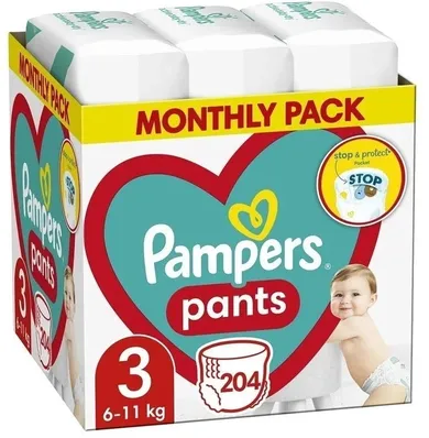 Pampers Harmonie Pants, scutece-chilotel marimea 3, 6-11 kg, 204 buc.