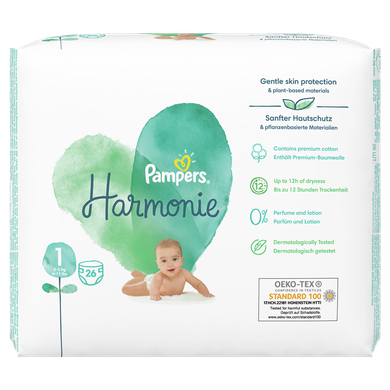 Pampers Harmonie, scutece marimea 1, 2-5 kg, 26 buc.
