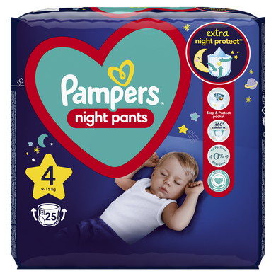 Pampers Night Pants, scutece-chilotel de noapte marimea 4, 9-15 kg, 25 buc.