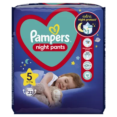 Pampers Night Pants, scutece-chilotel de noapte marimea 5, 12-17 kg, 22 buc.