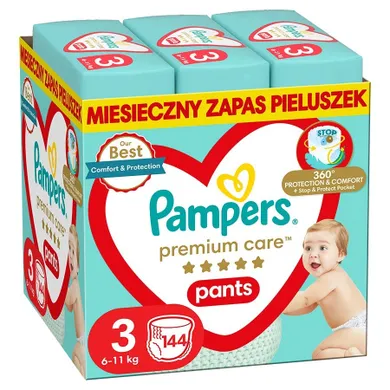 Pampers Premium Care Pants, scutece-chilotel marimea 3, 6-11 kg, 144 buc.