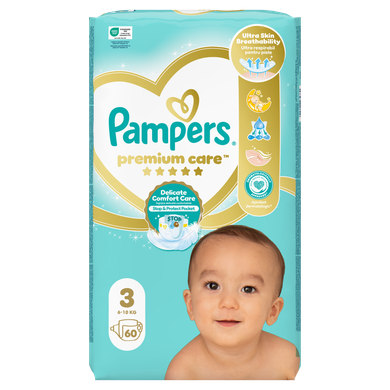 Pampers Premium Care, scutece marimea 3, 5-9 kg, 60 buc.