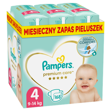 Pampers Premium Care, XXL Box, scutece marimea 4, 9-14 kg, 168 buc.