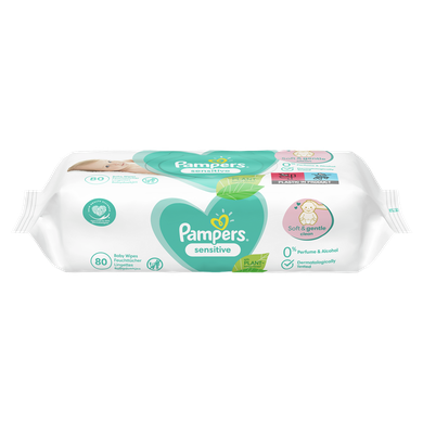 Pampers Sensitive, servetele umede, 1 pachet de 80 servetele, 80 buc.
