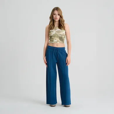 Pantaloni de trening wide leg albastri NOWEAR