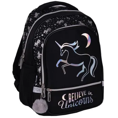 Paso, rucsac pentru scoala cu 2 compartimente, unicorn, negru