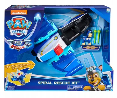 Paw Patrol, Chase, Spiral Rescue Jet cu lumina si sunet + figurina