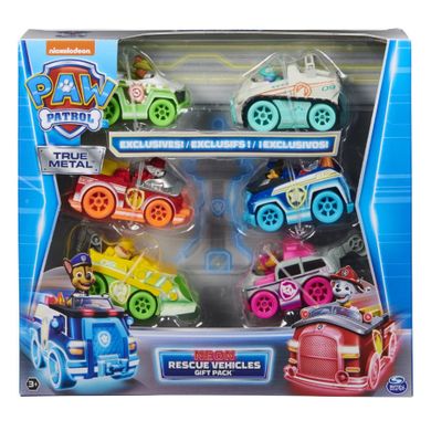 Paw Patrol, Die-Cast neon, set de vehiculi, 6 buc.