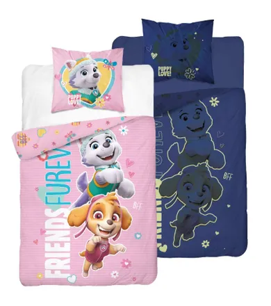 Paw Patrol, Fluo, set lenjerie de pat single, 160-200 cm