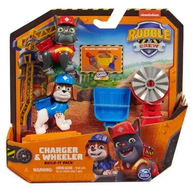 Paw Patrol, Rubble & Crew, Charger si Wheeler, set de figurine cu nisip kinetic