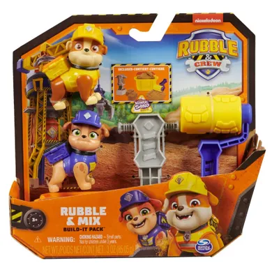 Paw Patrol, Rubble & Crew, Rubble si Mix, set de figurine cu nisip kinetic