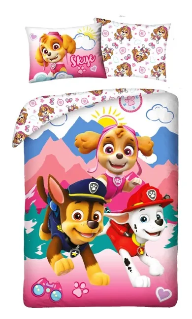 Paw Patrol, set lenjerie de pat single, 140-200 cm