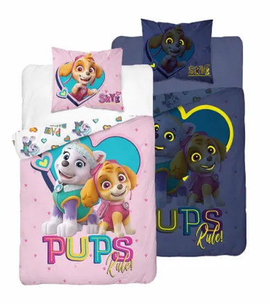 Paw Patrol, set lenjerie de pat single, fluo, 140-200 cm