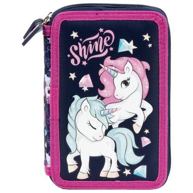Penar cu rechizite scolare, cu 2 compartimente, Unicorn