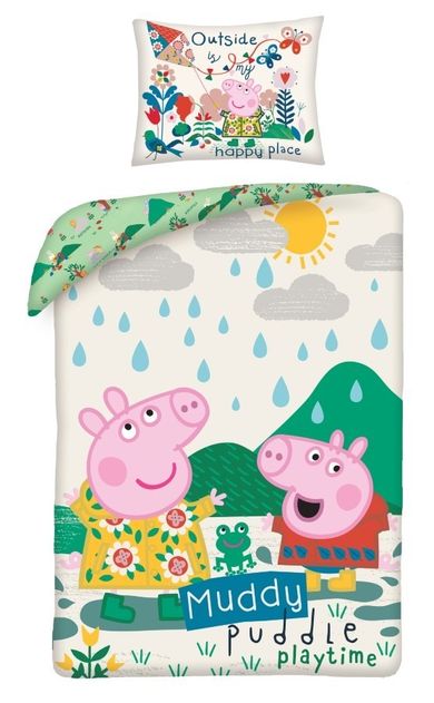 Peppa Pig, set lenjerie de pat single, 140-200 cm + 70-90 cm