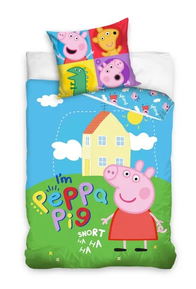 Peppa Pig, set lenjerie de pat single Renforce, 140-200+70-90 cm