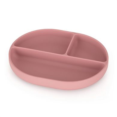 Petite&Mars, Take&Match, farfurie din silicon cu separatoare, ovala, Dusty Rose, 6m+