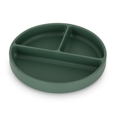 Petite&Mars, Take&Match, farfurie din silicon cu separatoare, rotunda, Green Misty, 6m+