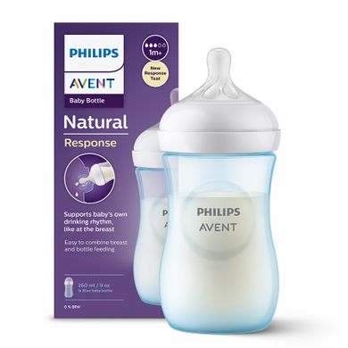 Philips Avent, Natural, Response, biberon, 260 ml, albastru, SCY903/21