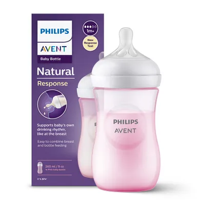 Philips Avent, Natural, Response, biberon, 260 ml, roz, SCY903/11