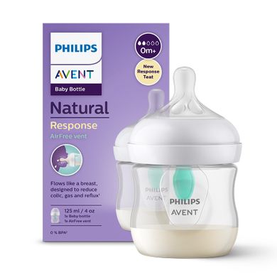 Philips Avent, Natural, Response, biberon cu ventil Air Free, 125 ml, 0 luni+, SCY670/01