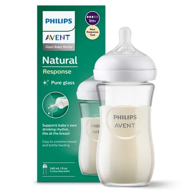 Philips Avent, Natural, Response, biberon de sticla, 240 ml, 1 luni+, SCY933/01