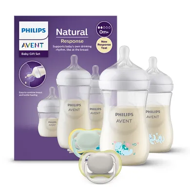 Philips Avent, Natural, Response, set: 2 biberon 260 ml si 2 tetine ultra moi, 0-6 luni, SCD837/11