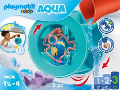 Playmobil, 1.2.3 / Aqua, Moara de apa cu carusel, set de joaca, 70636