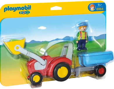Playmobil, 1.2.3, Tractor cu remorca, 6964
