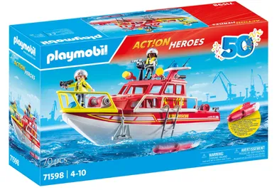 Playmobil, Action Heroes, Barca de salvare pompieri, 71598