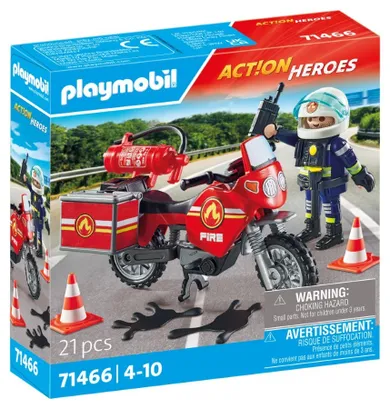 Playmobil, Action Heroes, Motocicleta de pompieri la locul accidentului, 71466