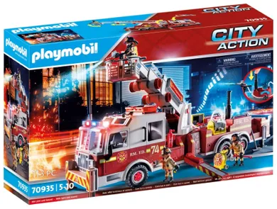 Playmobil, City Action, Masina de pompieri cu scara: US Tower Ladder, 70935