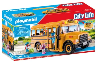 Playmobil, City Life, Autobuz scolar: US School Bus, set de joaca, 71094