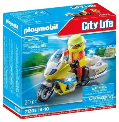 Playmobil, City Life, Motocicleta de salvare cu lumini, 71205