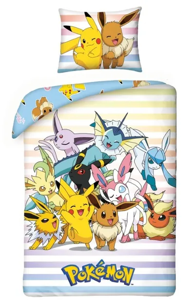 Pokemon, set lenjerie de pat single, 140-200 cm + 65-65 cm