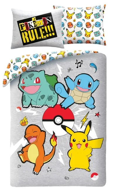 Pokemon, set lenjerie de pat single, 140-200 cm