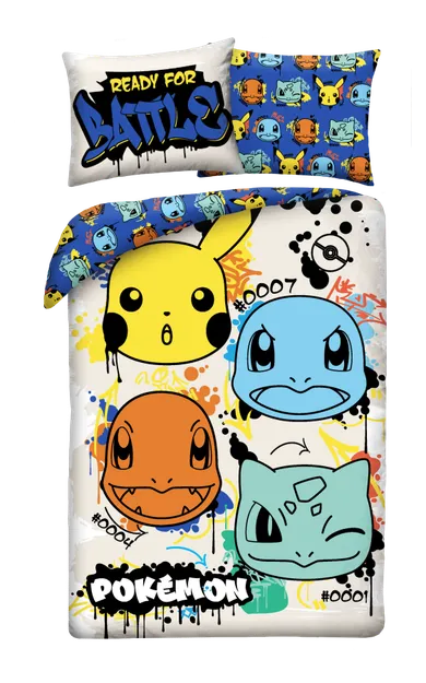 Pokemon, set lenjerie de pat single, din microfibra, 140-200 cm