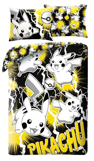 Pokemon, set lenjerie de pat single, microfibra, 140-200 cm