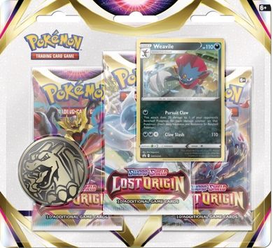 Pokemon TCG: Lost Origin, 3-pack - Weavile, joc de carti