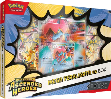 Pokemon TCG: Mega Evolution, Ascended Heroes, Mega Feraligatr ex Box, joc de carti
