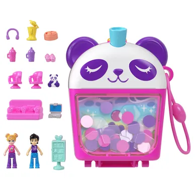 Polly Pocket, Bubble Tea Panda, set de joaca cu figurine si accesorii