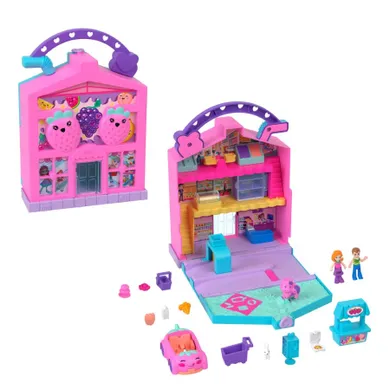 Polly Pocket, Pollyville, Fresh Market, set de joaca cu 2 papusi si accesorii