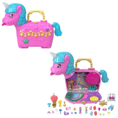 Polly Pocket, Unicorn Partyland, set de joaca cu papusi si accesorii