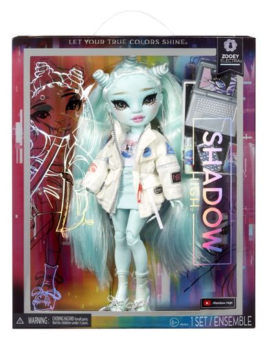 Rainbow High, Shadow High, Zooey Electra, papusa cu accesorii