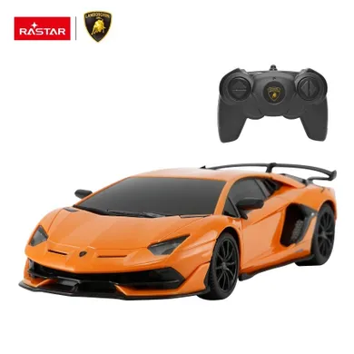 Rastar, Lamborghini Aventador SVJ, vehicul cu telecomanda, portocaliu, 1:24