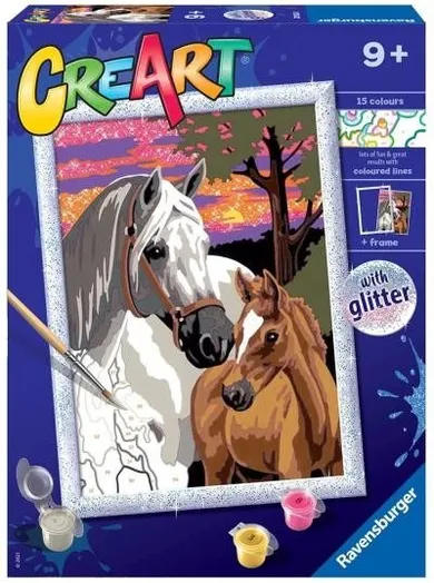 Ravensburger, CreArt, Cai, pictura dupa numere, set creativ